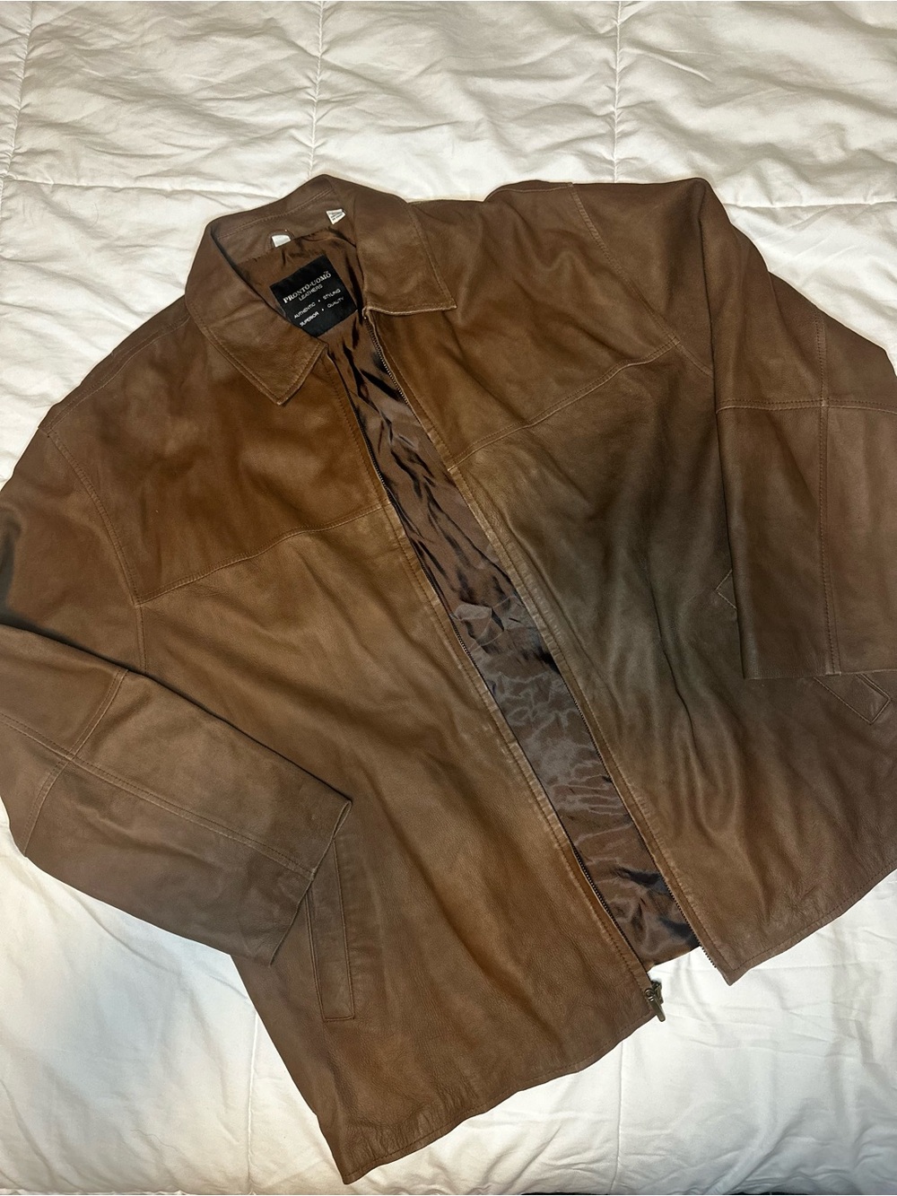 Pronto Uomo Brown Leather Bomber Jacket